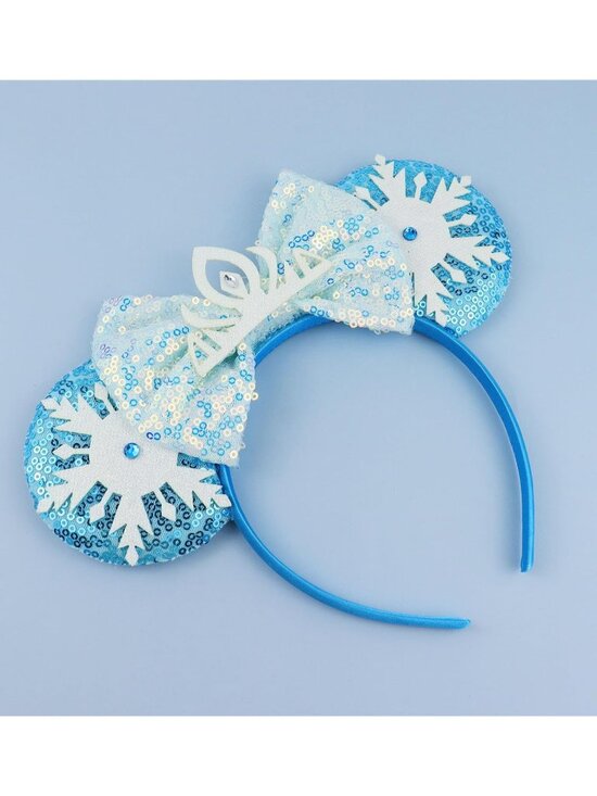 Women\'s Blue Ice Polyester Sequin Bow Mickey Mouse Headband Hair Accessory main image 6